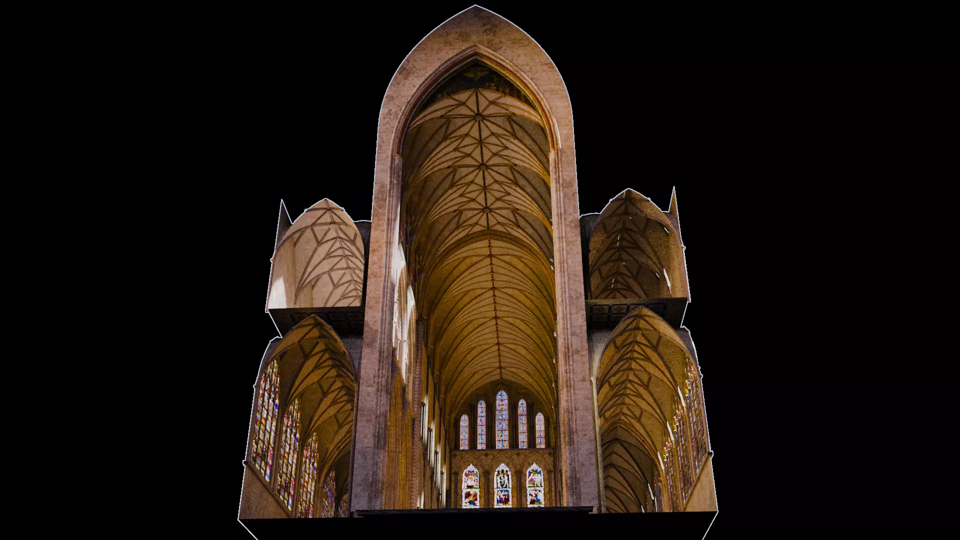 Cathedral FULL Gothic Nave  Low-poly 3D model_10