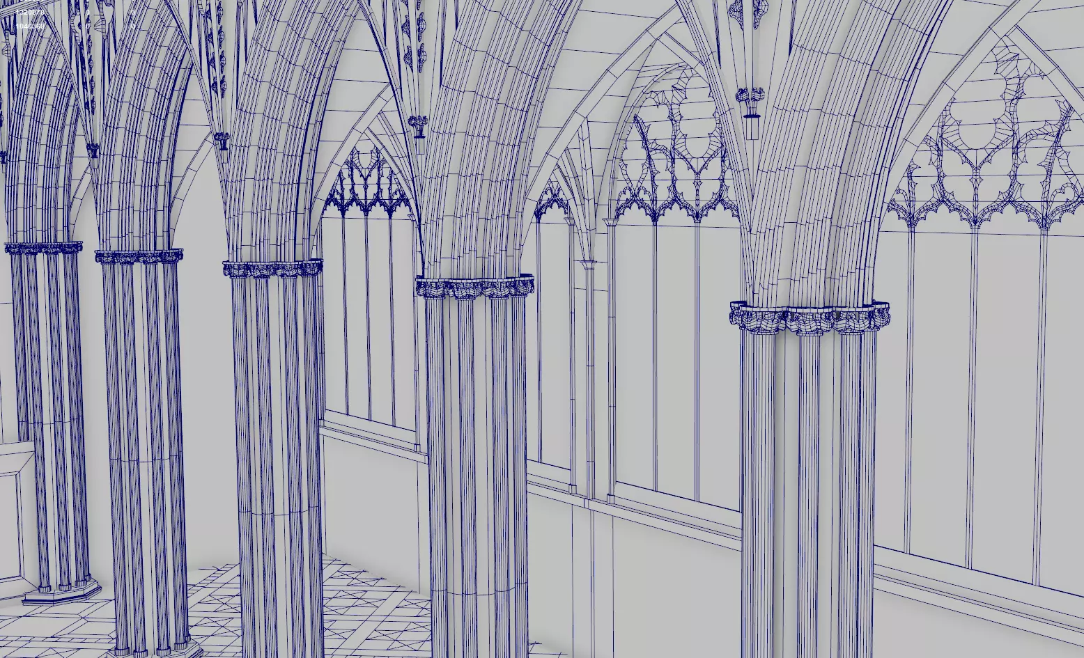 Cathedral FULL Gothic Nave  Low-poly 3D model_43