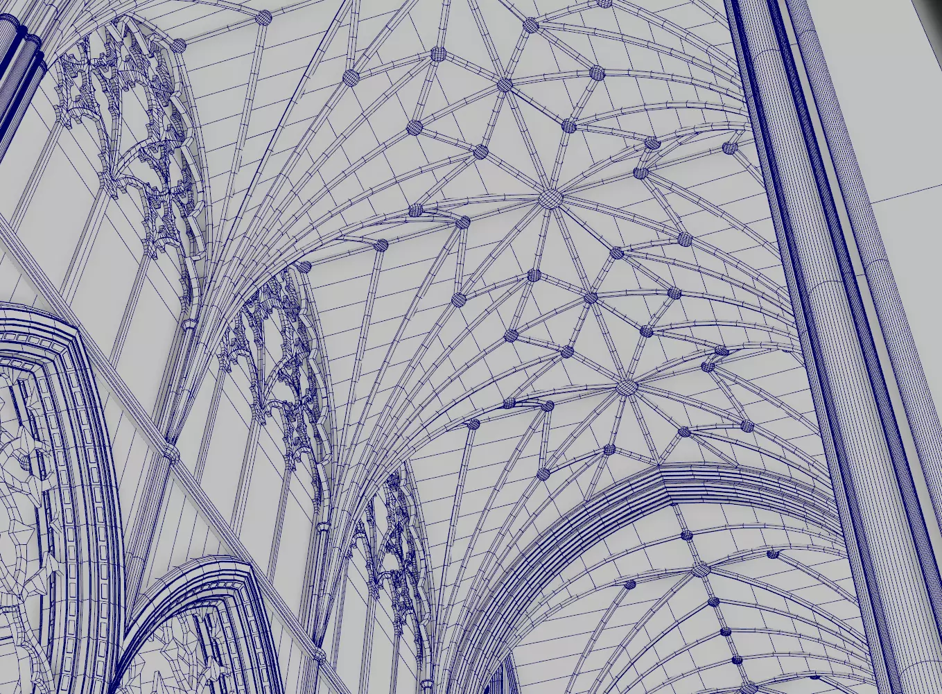 Cathedral FULL Gothic Nave  Low-poly 3D model_39