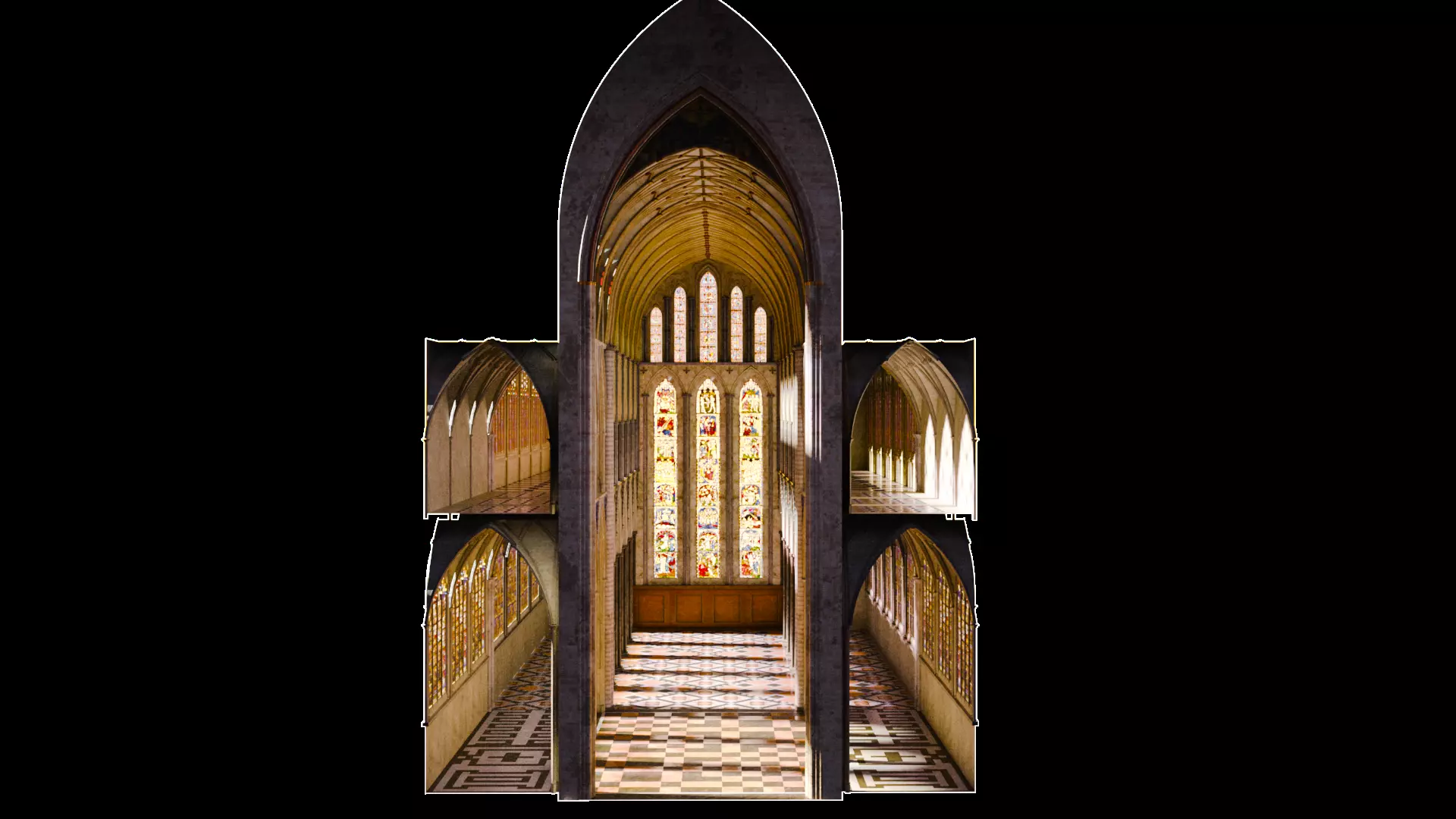 Cathedral FULL Gothic Nave  Low-poly 3D model_4