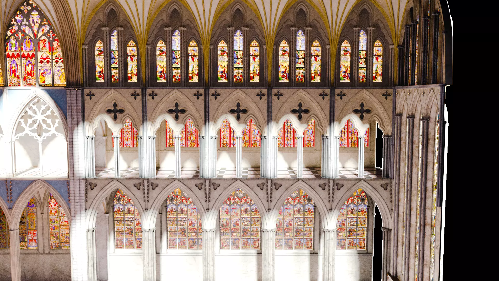 Cathedral FULL Gothic Nave  Low-poly 3D model_15