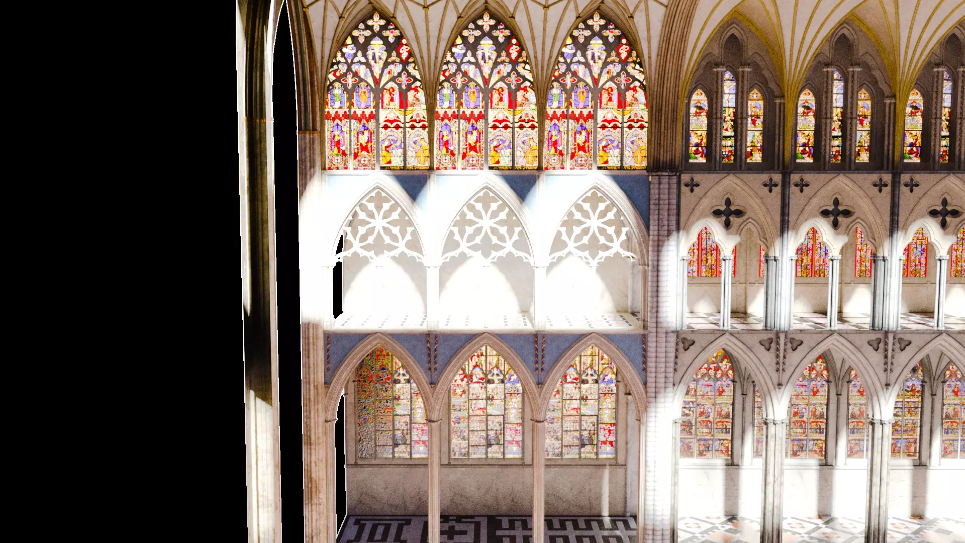 Cathedral FULL Gothic Nave  Low-poly 3D model_12