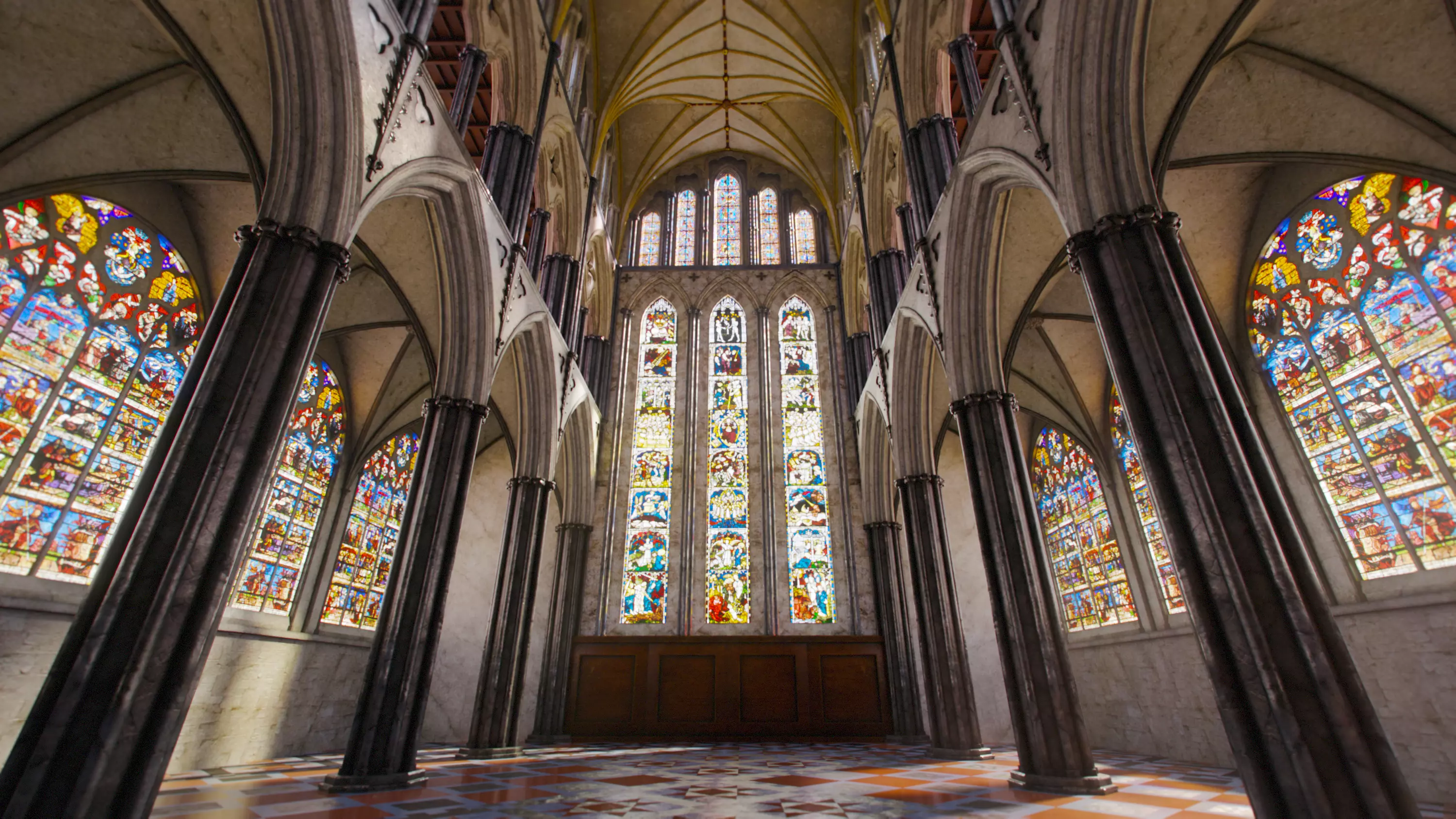 Cathedral FULL Gothic Nave  Low-poly 3D model_0