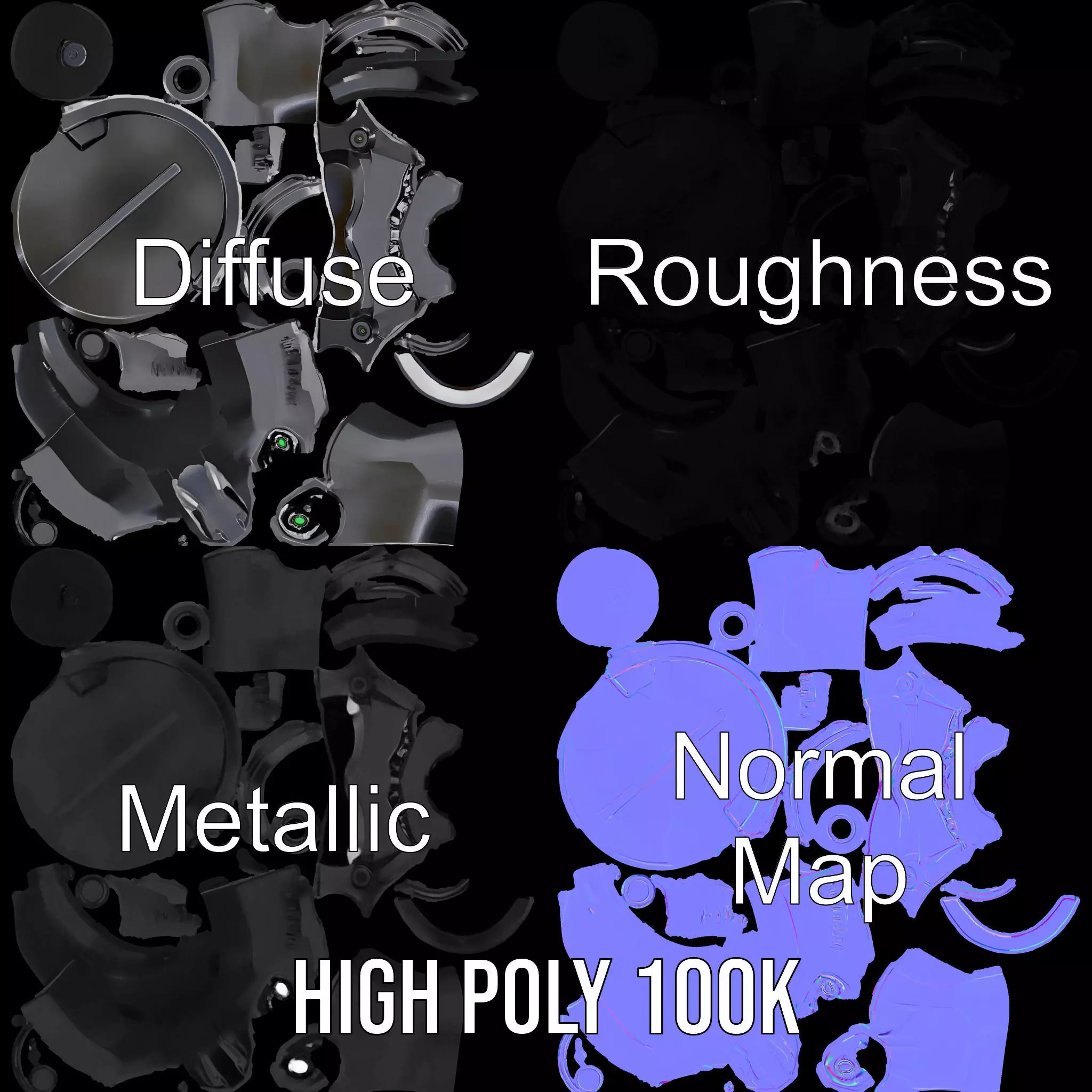 Sleek Black Helmet model pack Low-poly 3D model_3