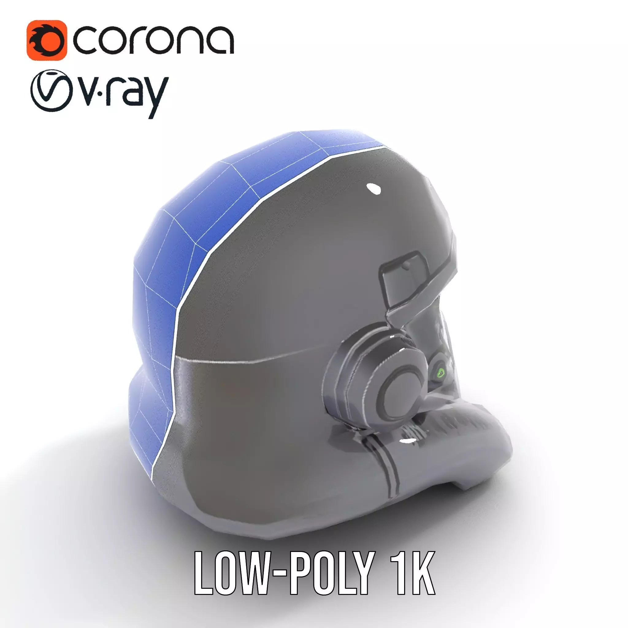 Sleek Black Helmet model pack Low-poly 3D model_9