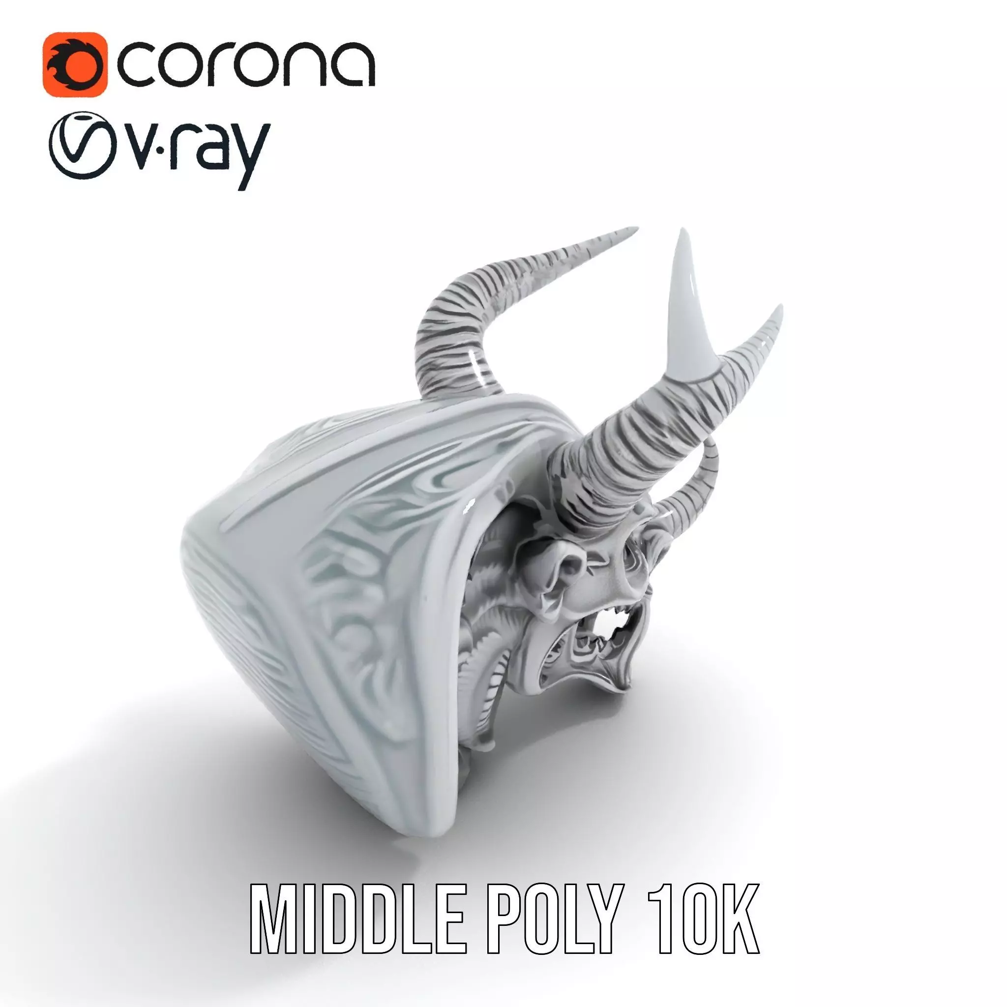 Sculpted Demon Skull model pack Low-poly 3D model_5