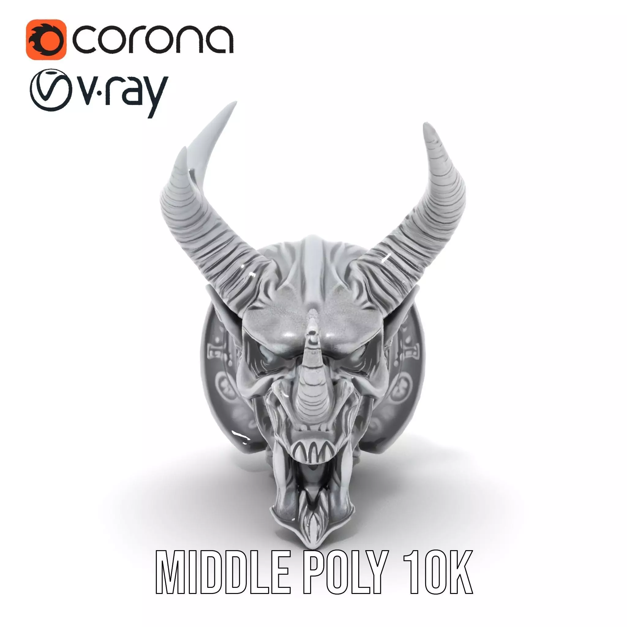 Sculpted Demon Skull model pack Low-poly 3D model_20