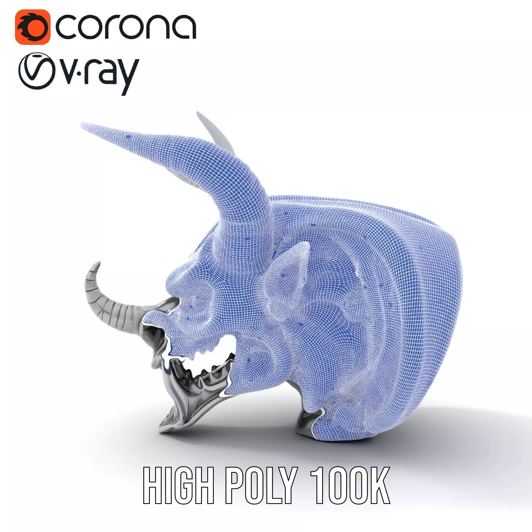 Sculpted Demon Skull model pack Low-poly 3D model_34