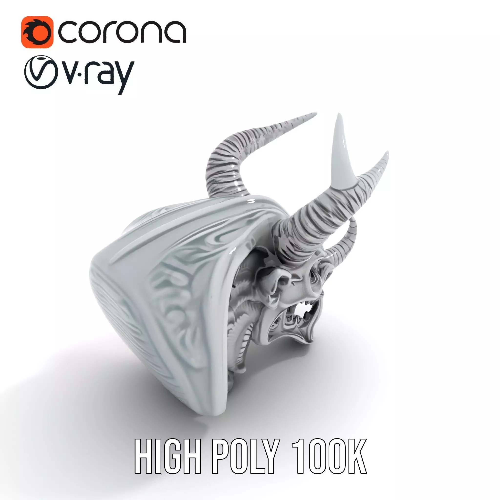 Sculpted Demon Skull model pack Low-poly 3D model_22