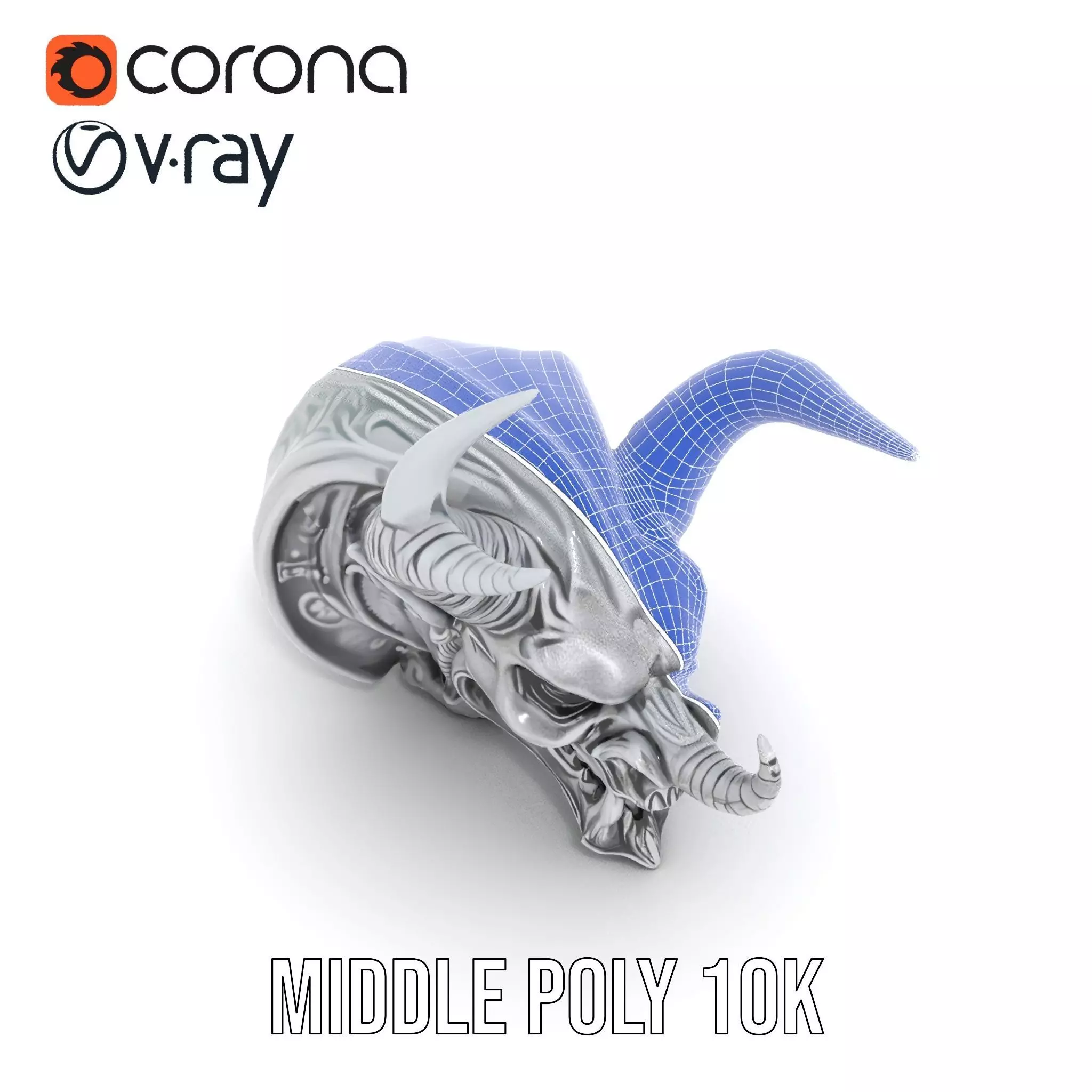 Sculpted Demon Skull model pack Low-poly 3D model_16