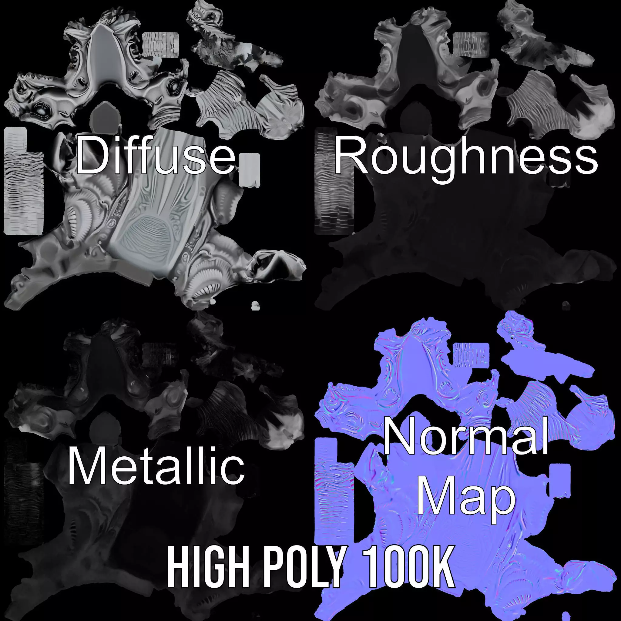 Sculpted Demon Skull model pack Low-poly 3D model_3