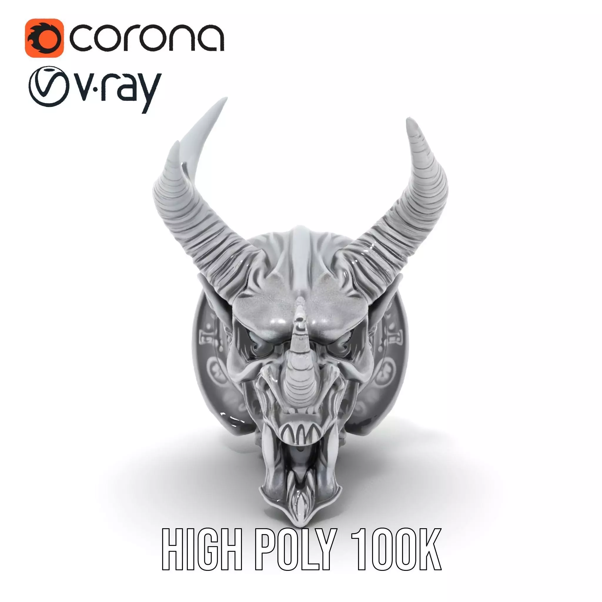 Sculpted Demon Skull model pack Low-poly 3D model_15