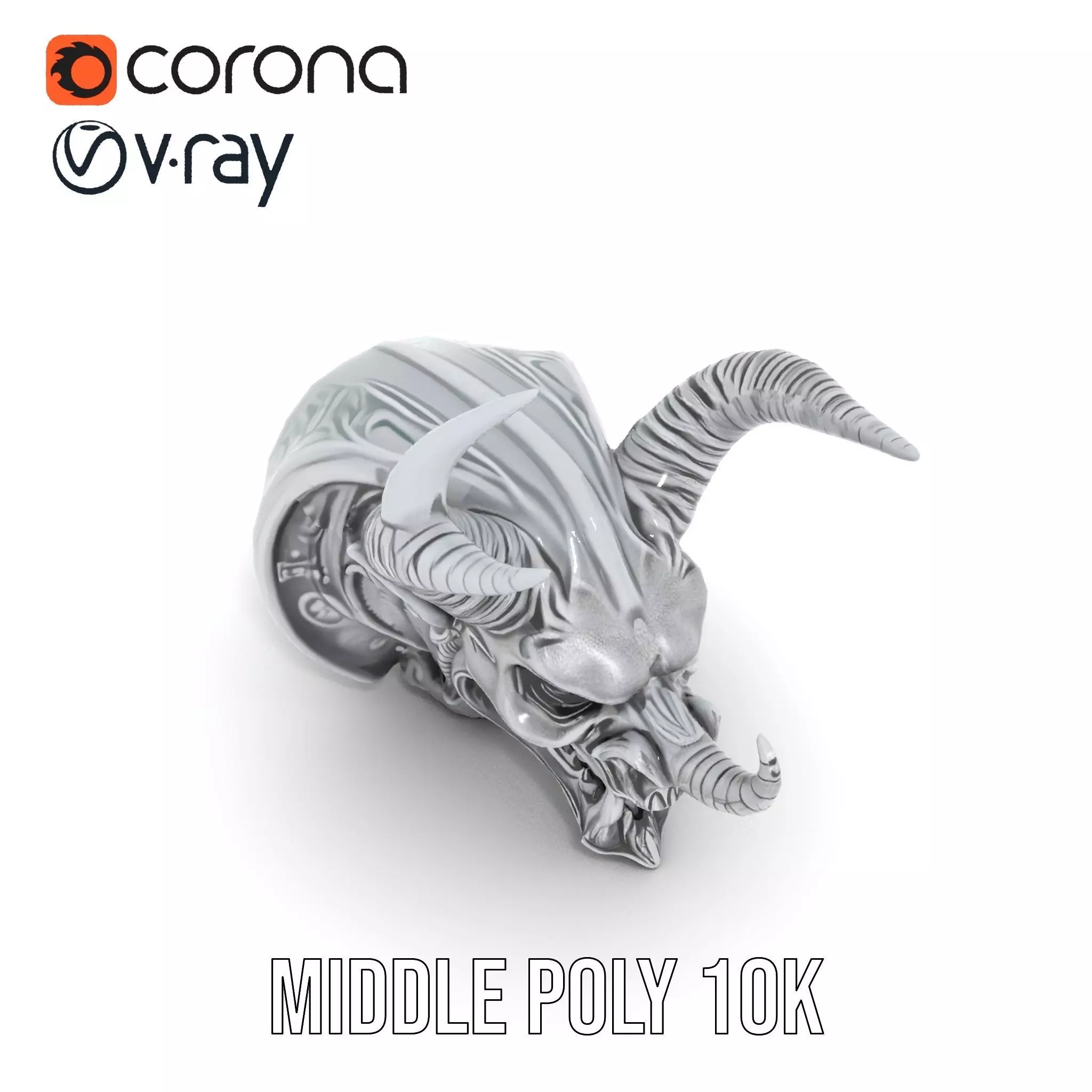 Sculpted Demon Skull model pack Low-poly 3D model_11