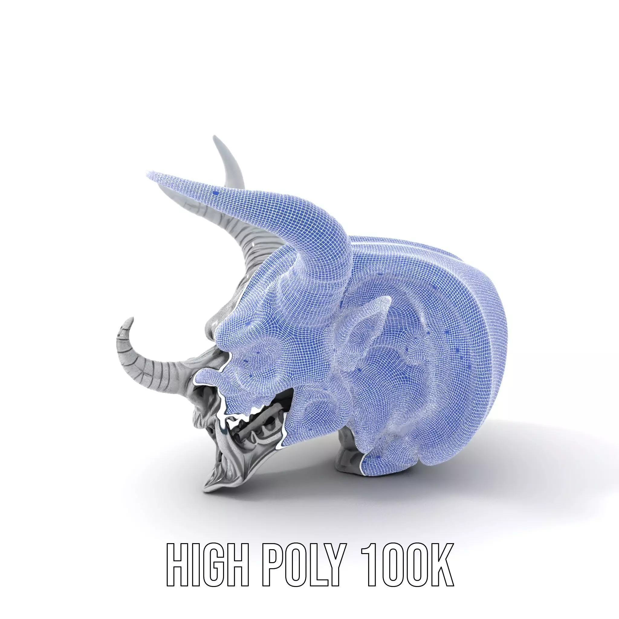 Sculpted Demon Skull model pack Low-poly 3D model_4