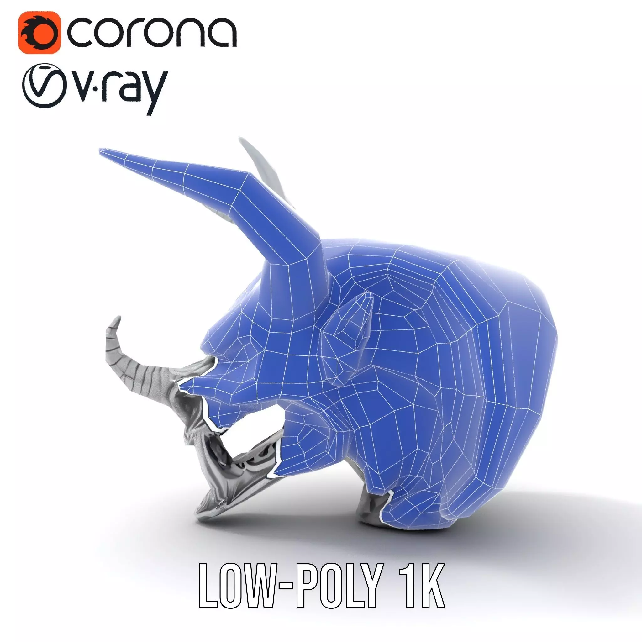 Sculpted Demon Skull model pack Low-poly 3D model_27