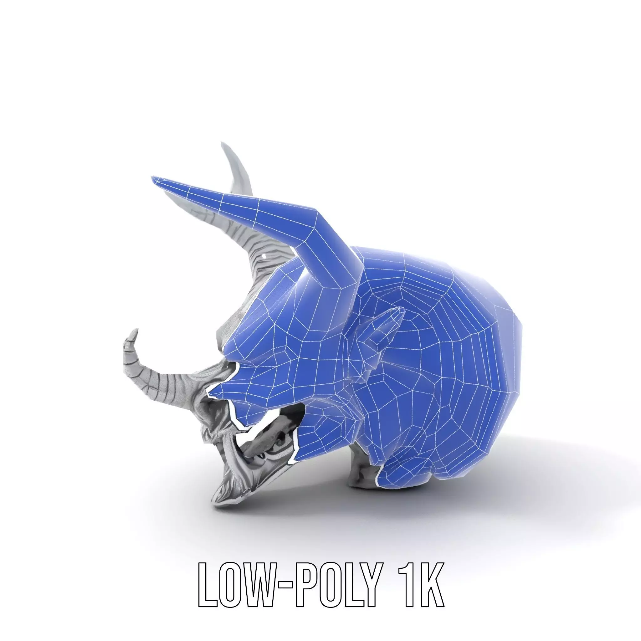 Sculpted Demon Skull model pack Low-poly 3D model_9