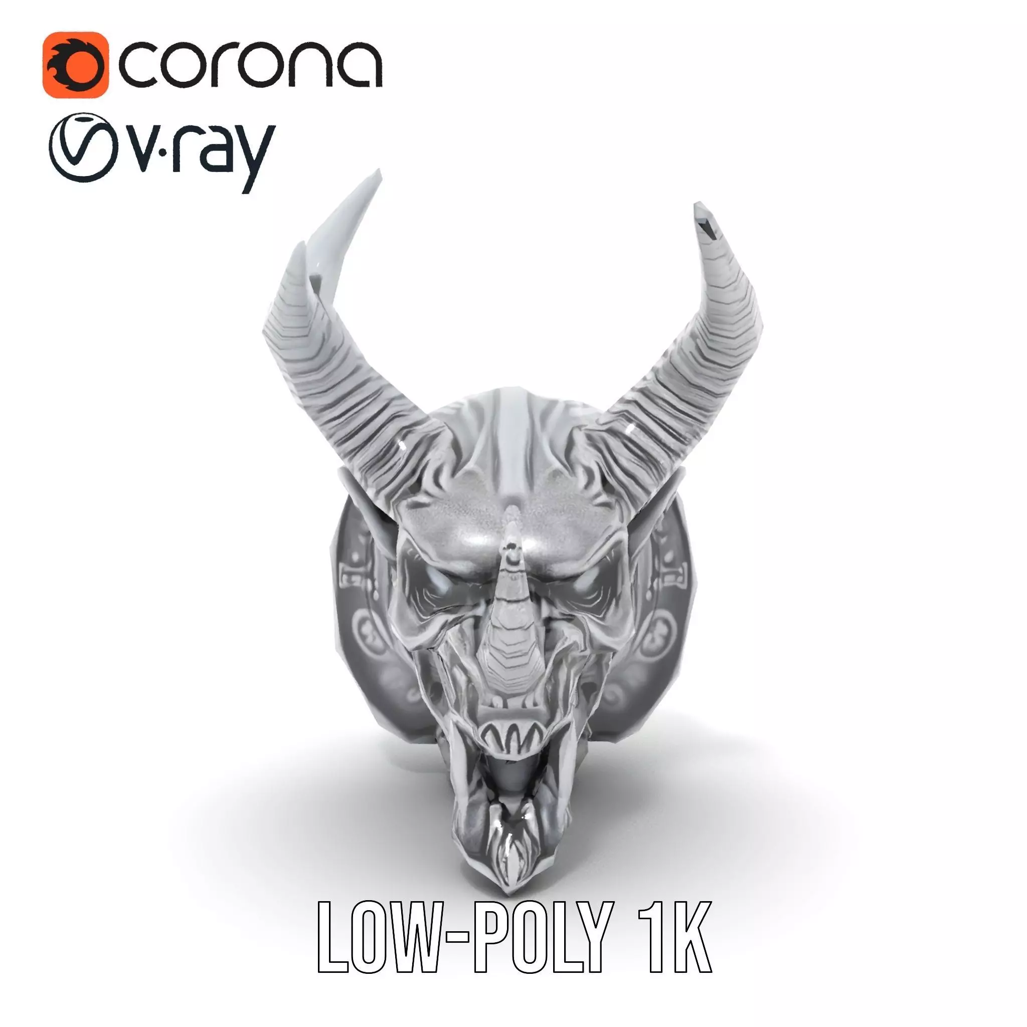 Sculpted Demon Skull model pack Low-poly 3D model_24