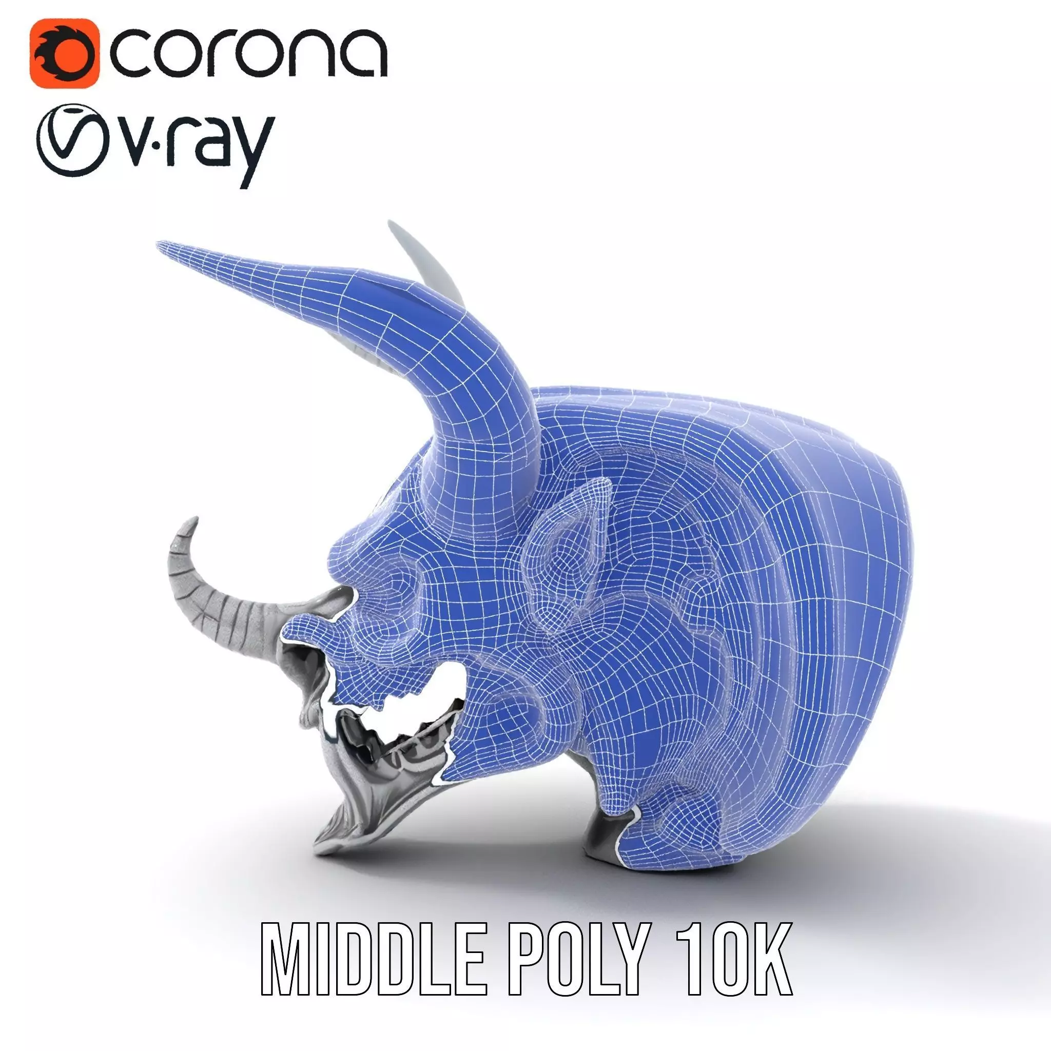 Sculpted Demon Skull model pack Low-poly 3D model_26