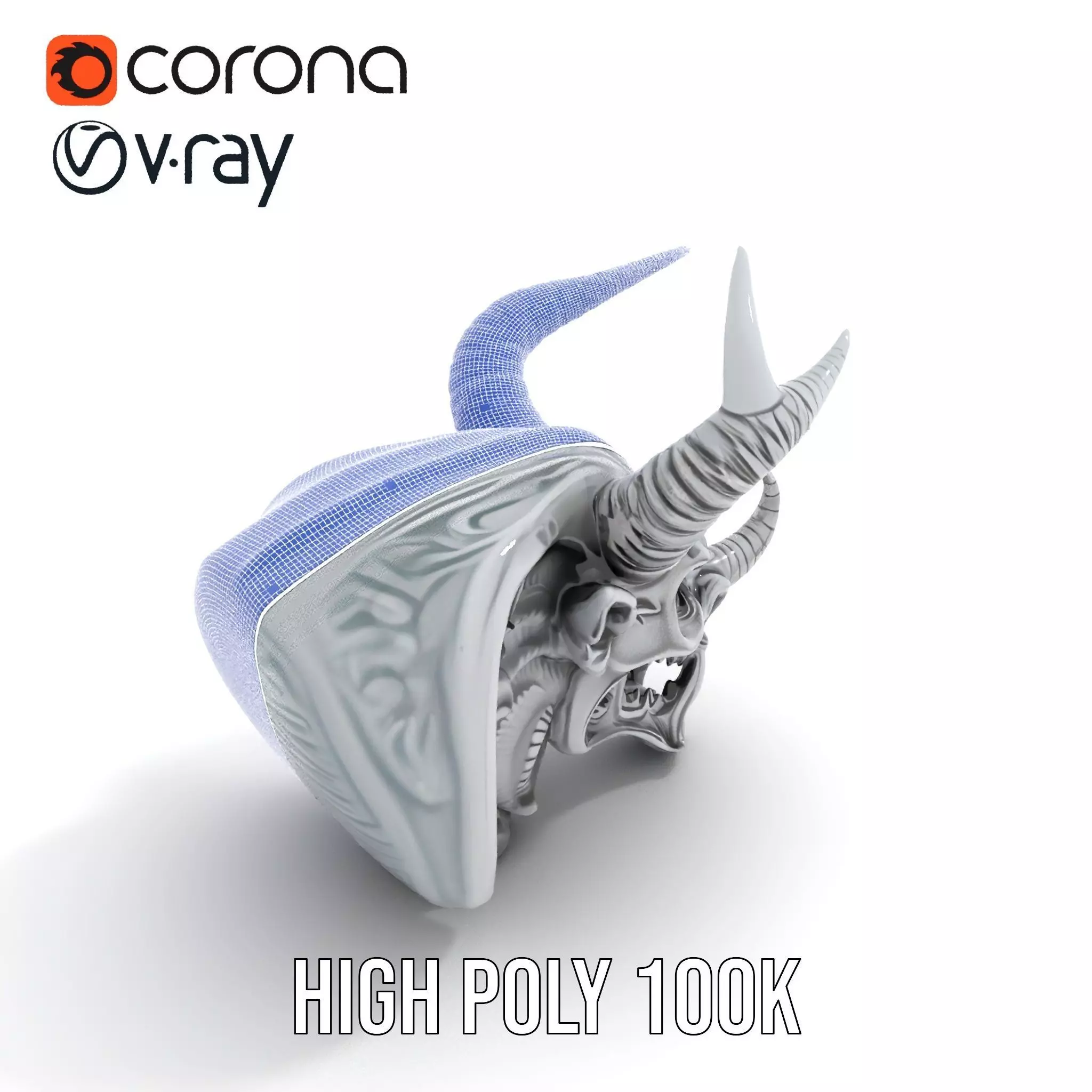 Sculpted Demon Skull model pack Low-poly 3D model_32