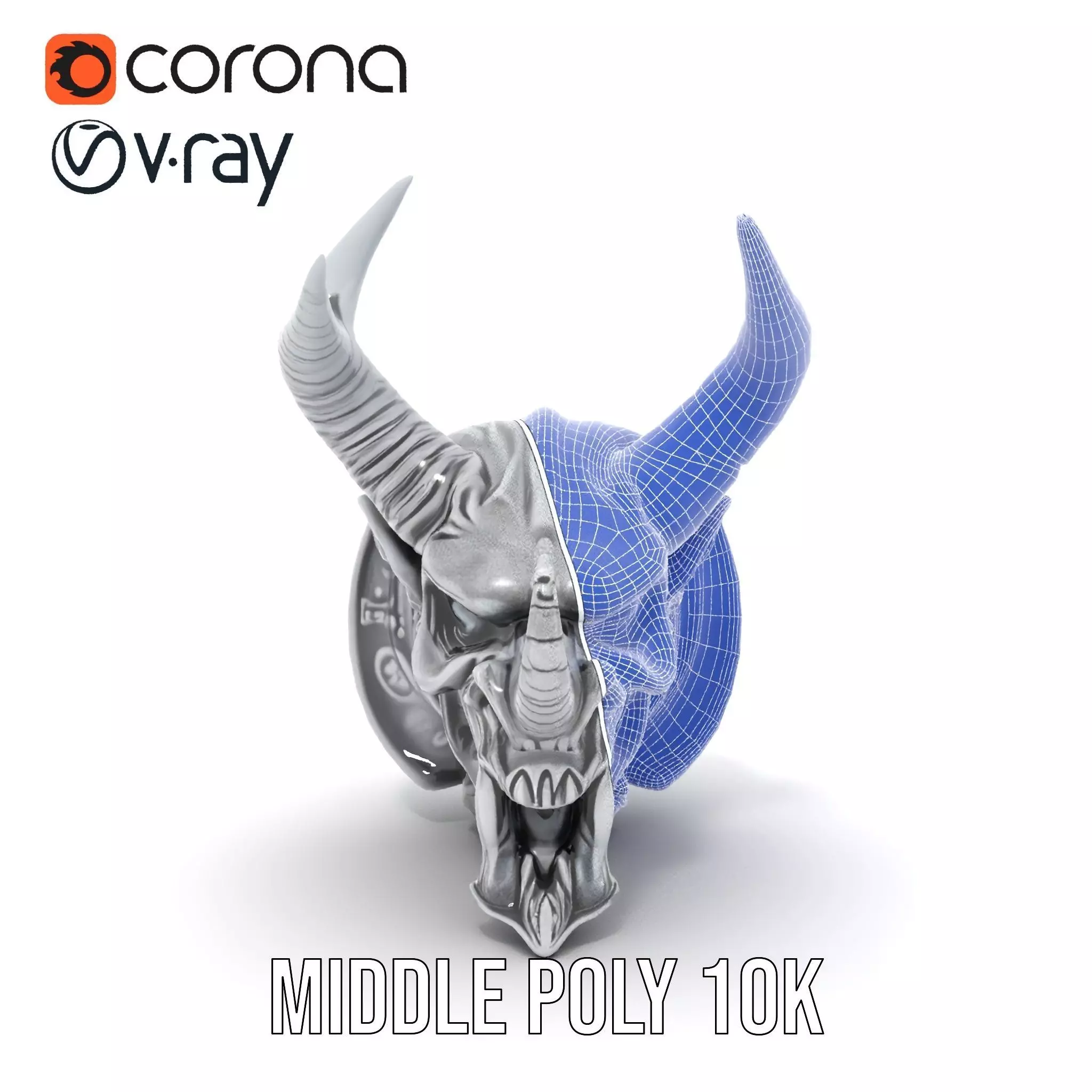 Sculpted Demon Skull model pack Low-poly 3D model_29