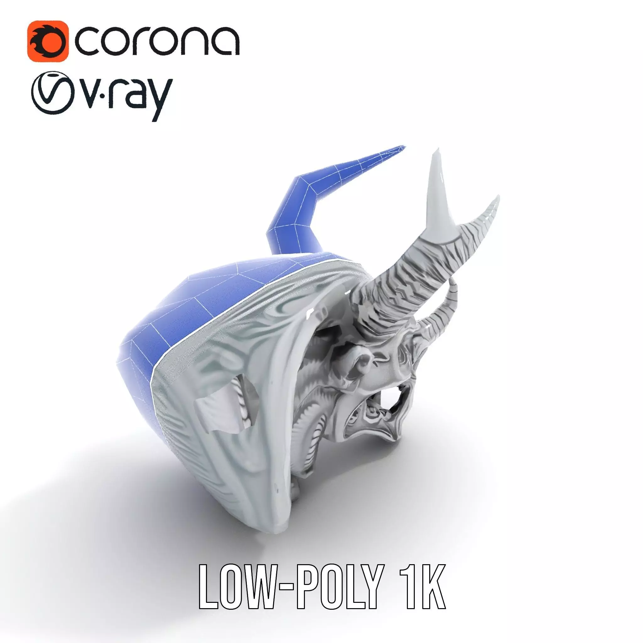 Sculpted Demon Skull model pack Low-poly 3D model_12