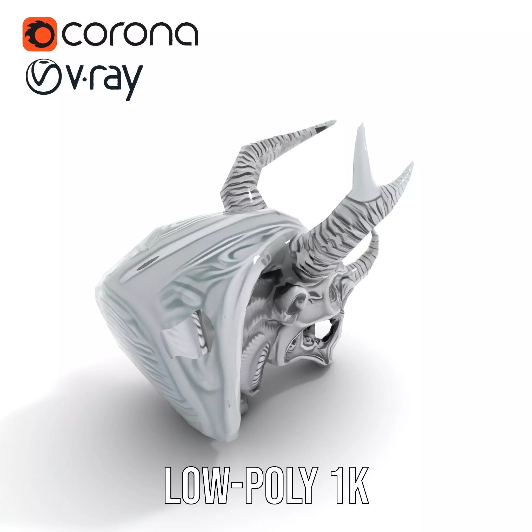 Sculpted Demon Skull model pack Low-poly 3D model_14