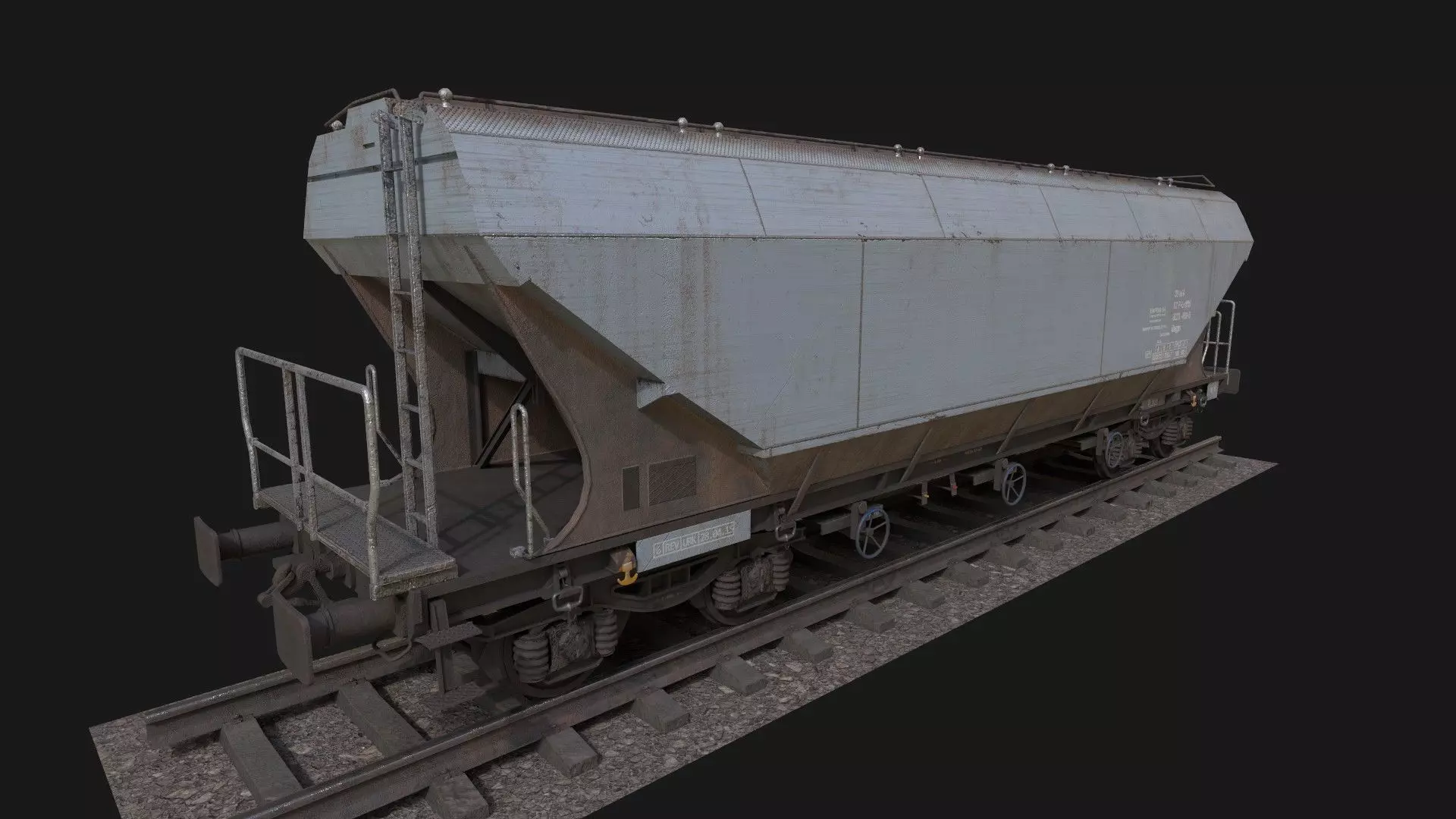 Hopper Railcar Low-poly 3D model_0