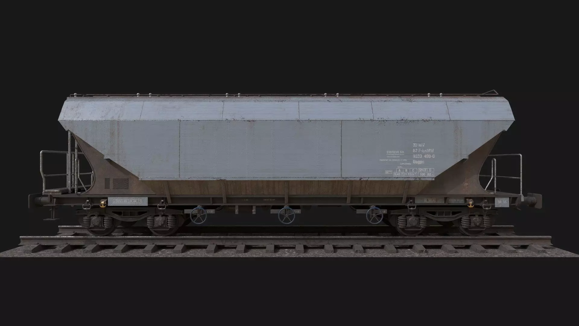 Hopper Railcar Low-poly 3D model_2