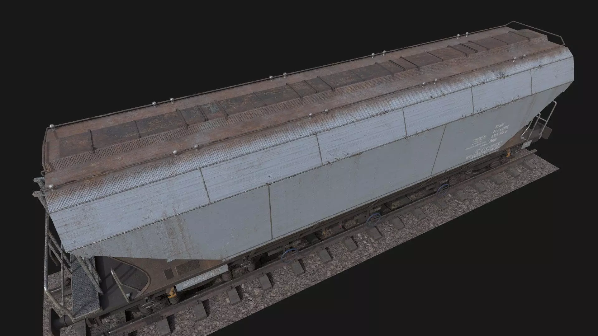 Hopper Railcar Low-poly 3D model_3