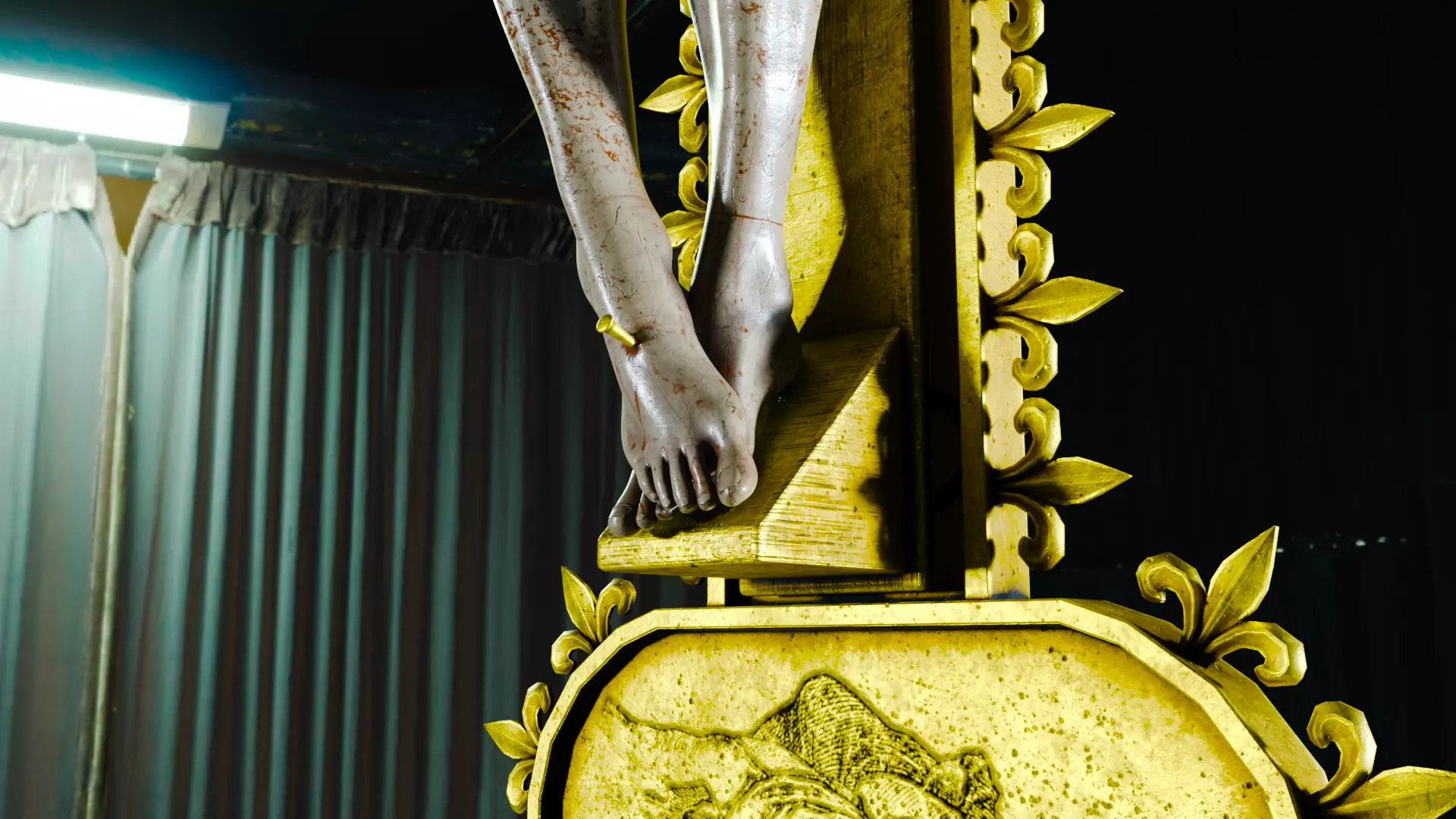 Golden Crucifix with Our Lord Jesus Christ Low-poly 3D model_11