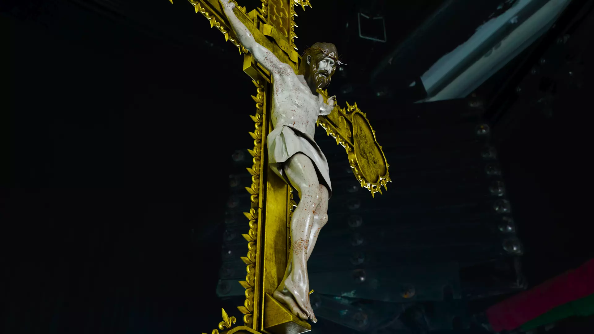 Golden Crucifix with Our Lord Jesus Christ Low-poly 3D model_5
