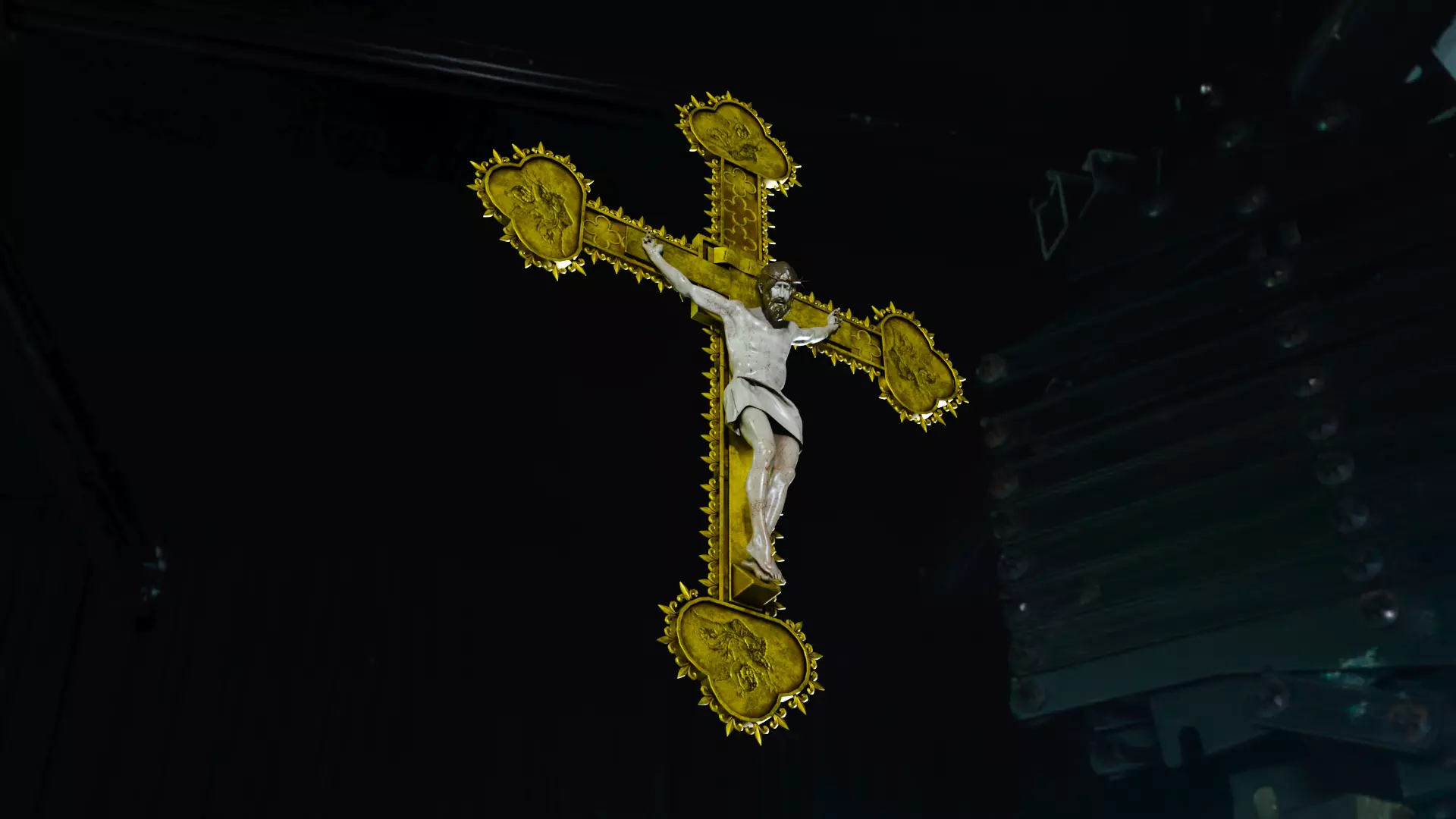 Golden Crucifix with Our Lord Jesus Christ Low-poly 3D model_1