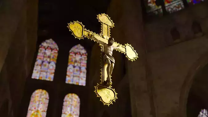 Golden Crucifix with Our Lord Jesus Christ