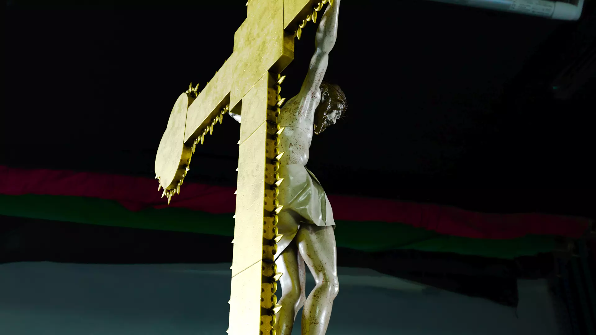 Golden Crucifix with Our Lord Jesus Christ Low-poly 3D model_14