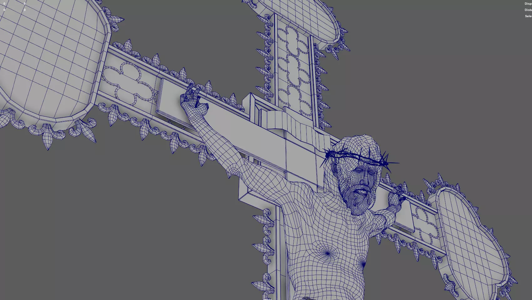 Golden Crucifix with Our Lord Jesus Christ Low-poly 3D model_18