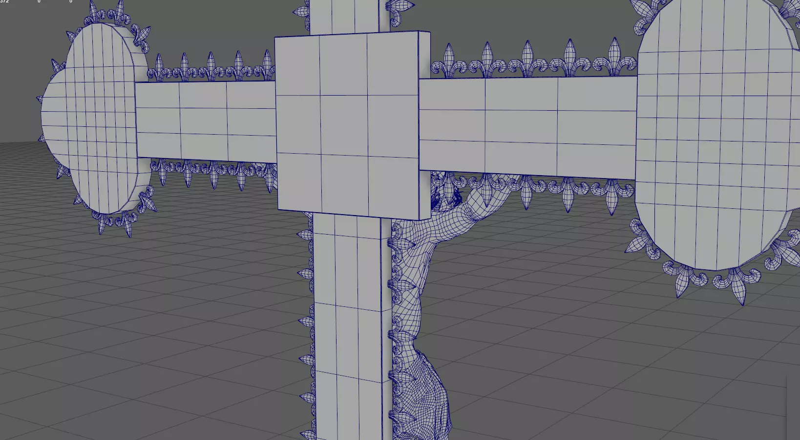 Golden Crucifix with Our Lord Jesus Christ Low-poly 3D model_21