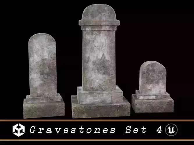 Cemetery Gravestones Set 4  Low-poly 3D model