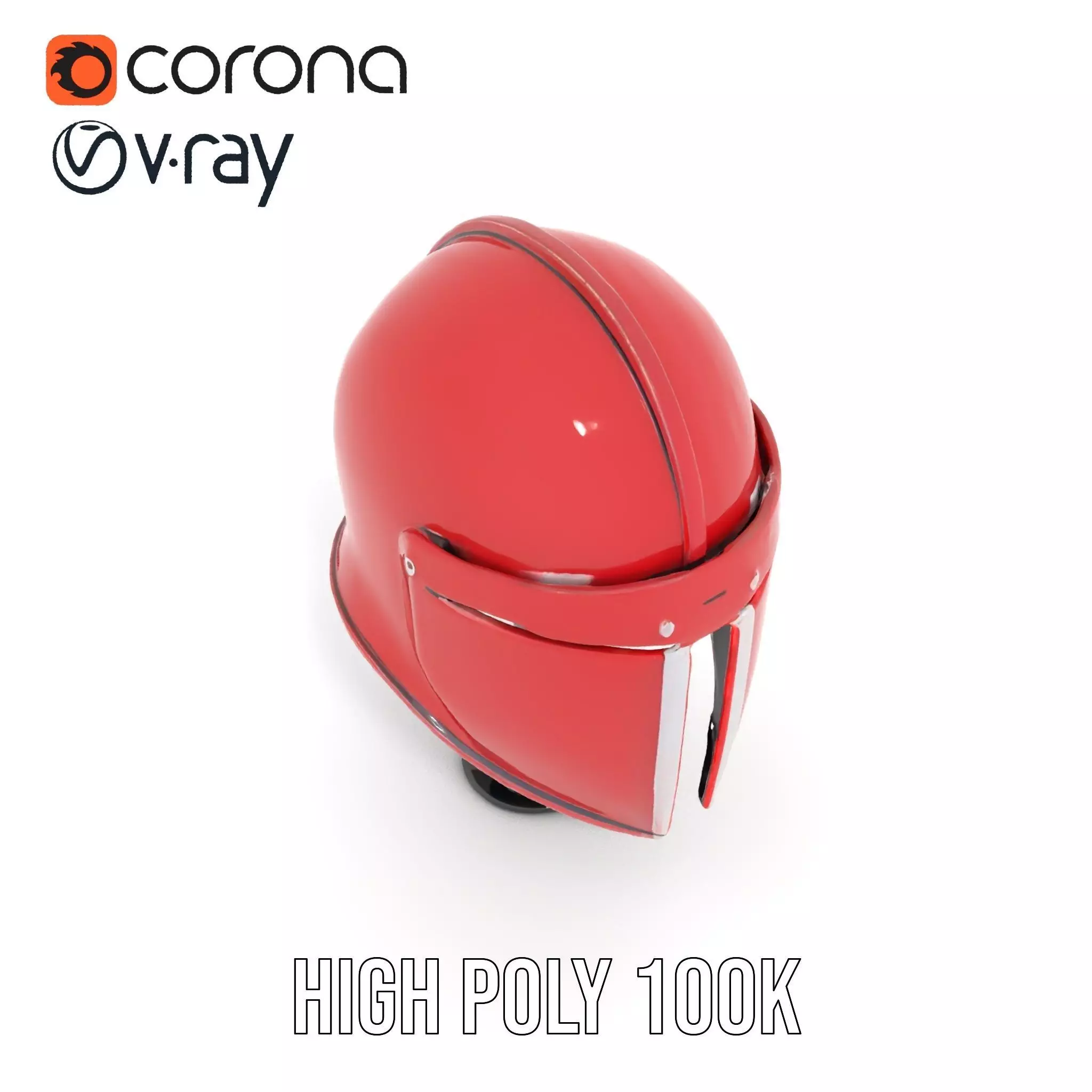 Shiny Red Helmet model pack Low-poly 3D model_20