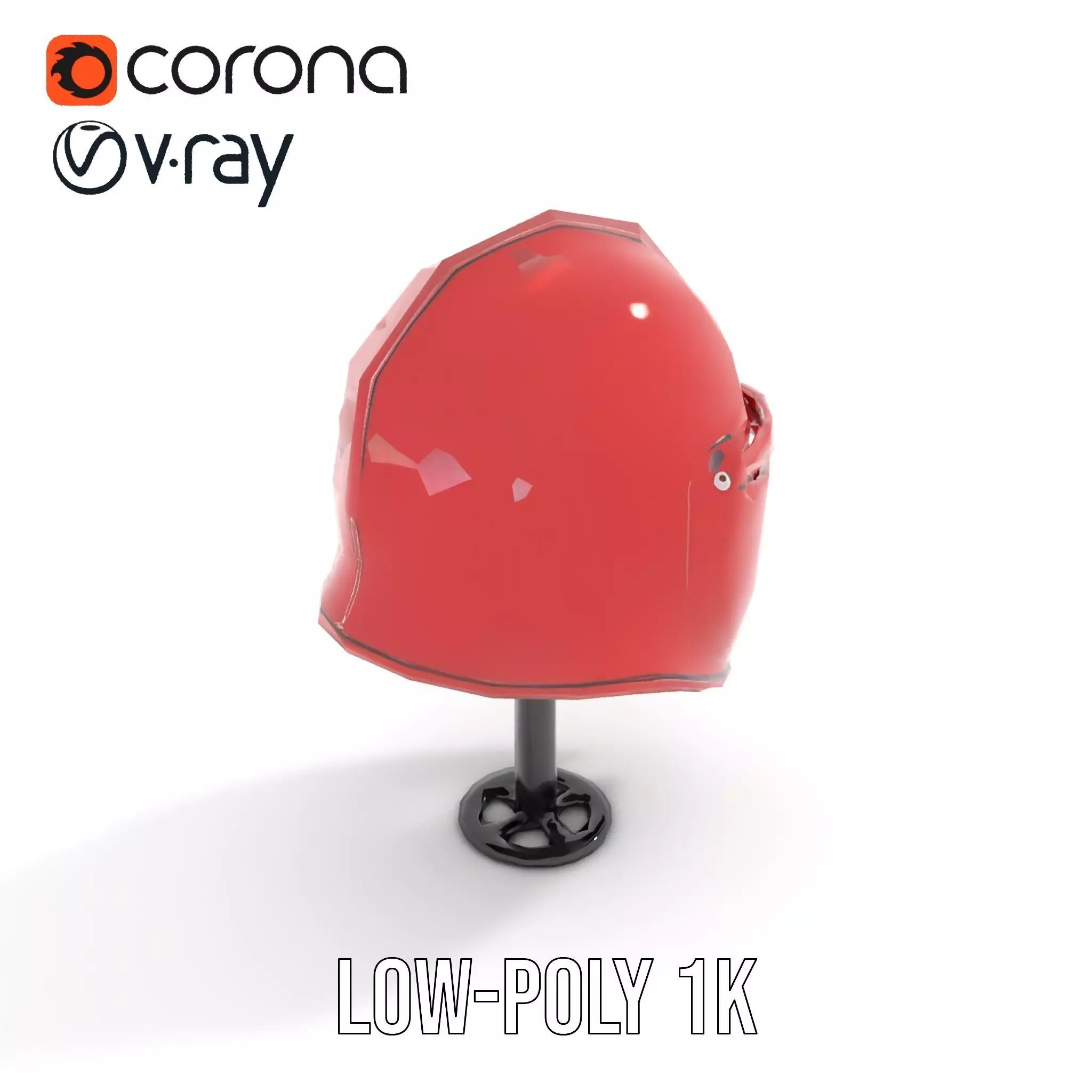 Shiny Red Helmet model pack Low-poly 3D model_12