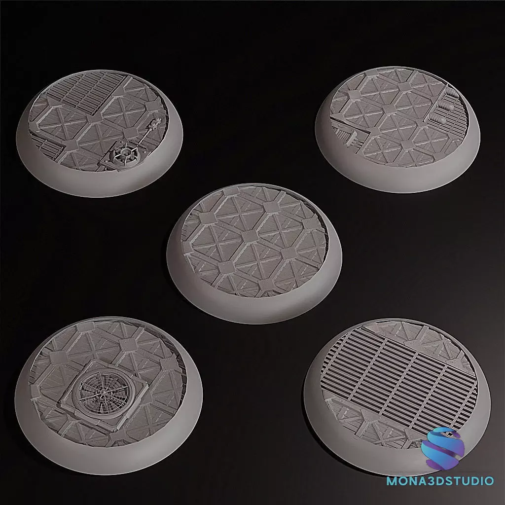 Industrial Bases Pack -10 STL Round Bases 25mm 32mm 40mm 50mm 3D print model_2