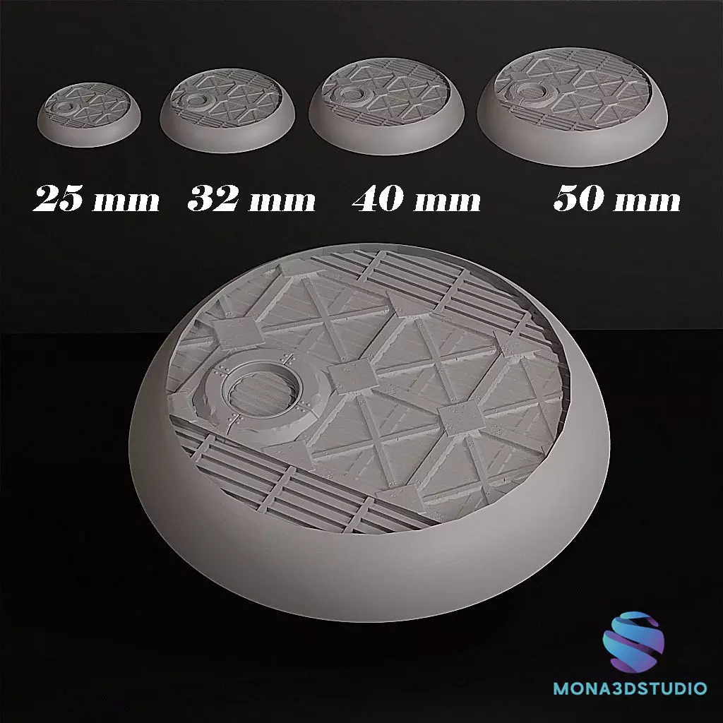 Industrial Bases Pack -10 STL Round Bases 25mm 32mm 40mm 50mm 3D print model_4