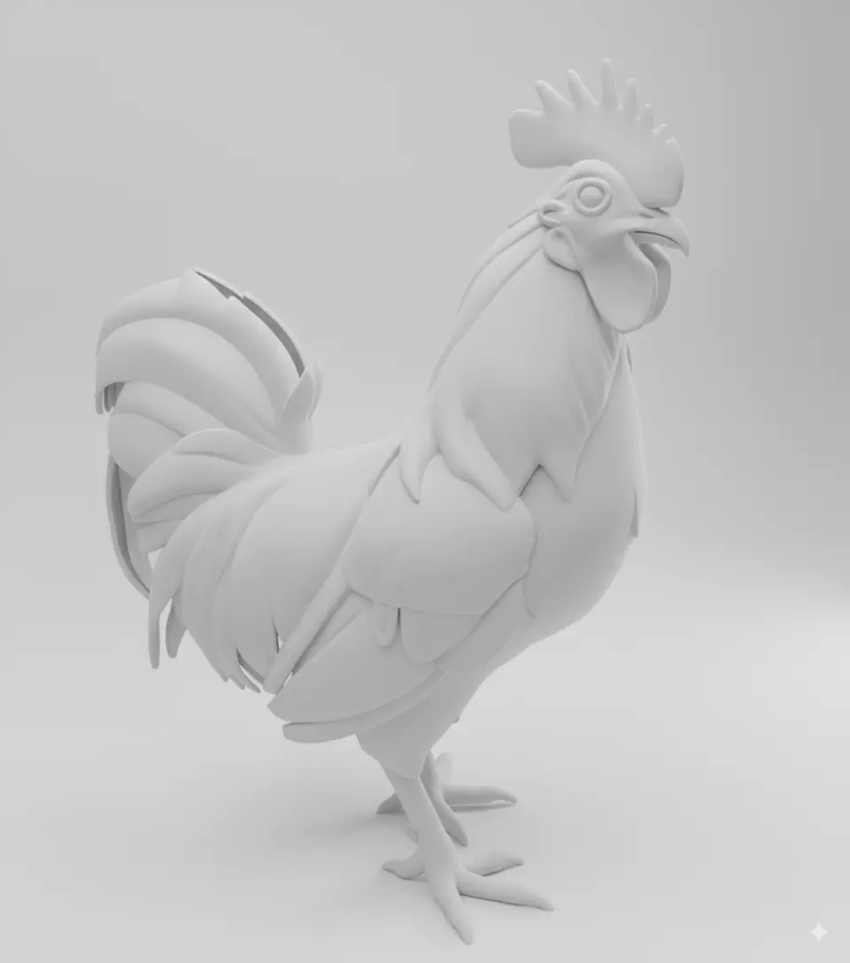 Glossy Pink Rooster Vibrant Fantasy Bird Shiny Surface Low-poly 3D model_4