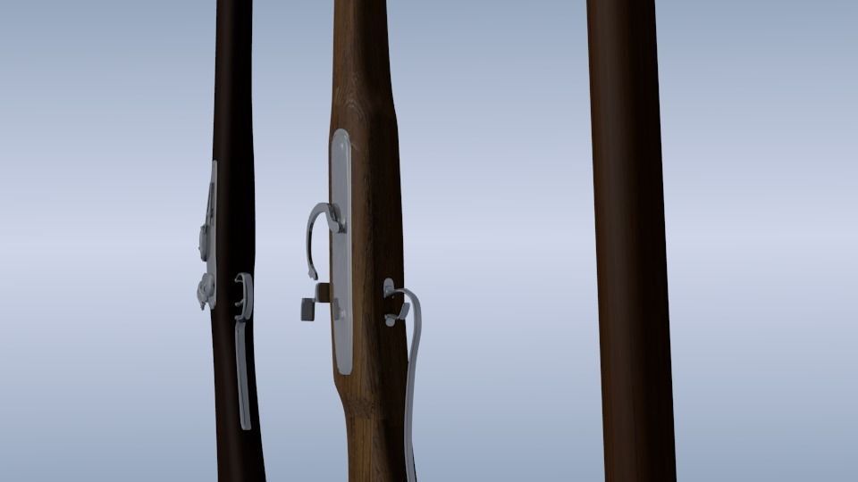 Muskets set three rifles Free 3D model_3