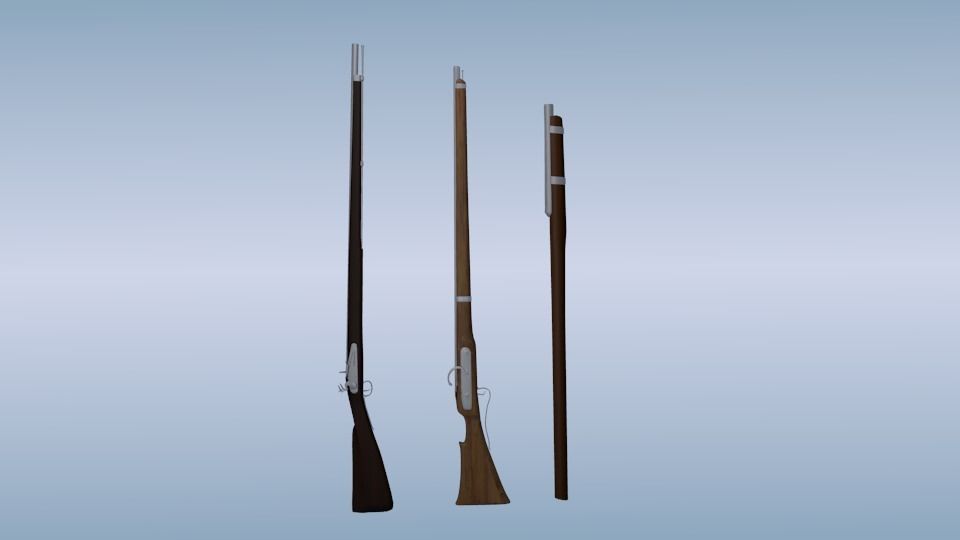 Muskets set three rifles Free 3D model_0
