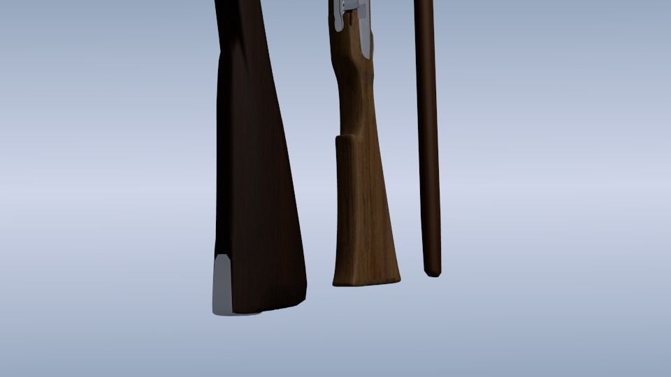 Muskets set three rifles Free 3D model_4