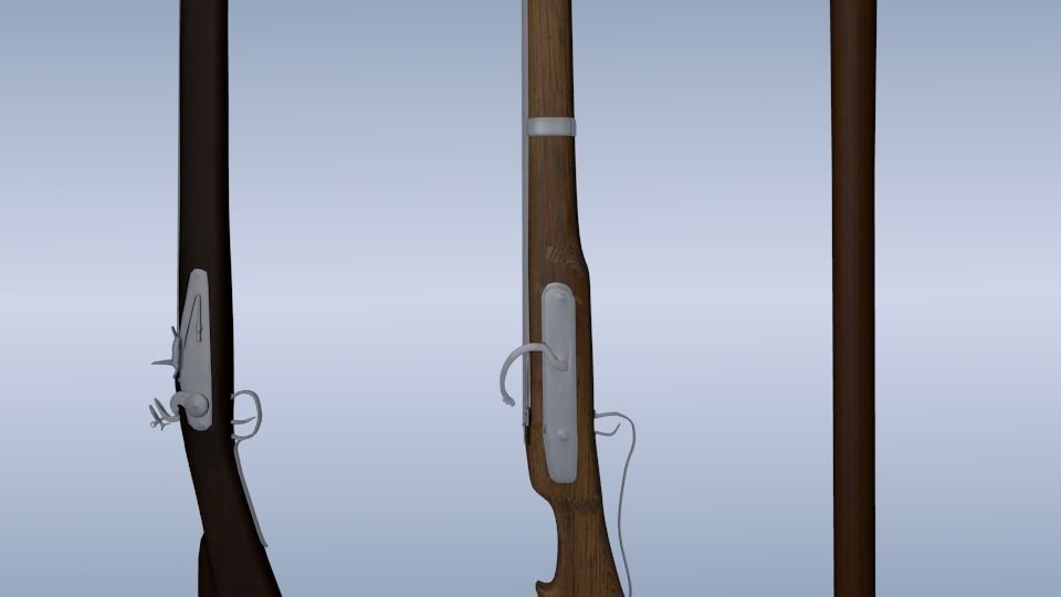Muskets set three rifles Free 3D model_1