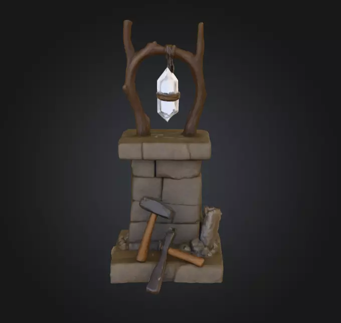 Crystal Altar Low-poly 3D model_0