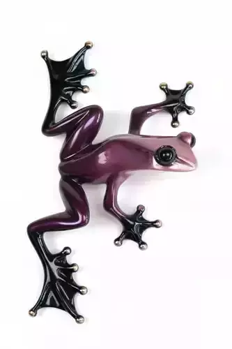 Glossy Purple Frog Wall Sculpture Artistic Metal Animal Decor Low-poly 3D model
