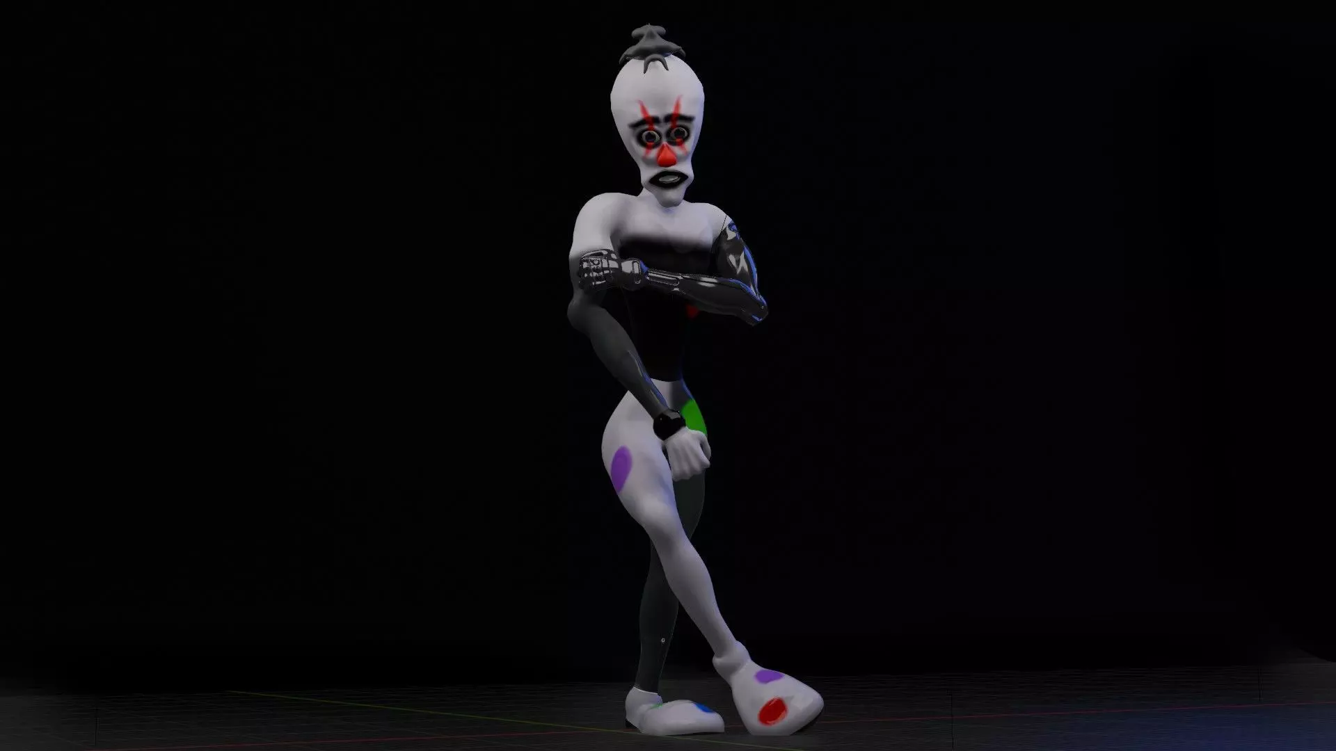CREEPY SCI FI CYBER ARM CLOWN Low-poly 3D model_0