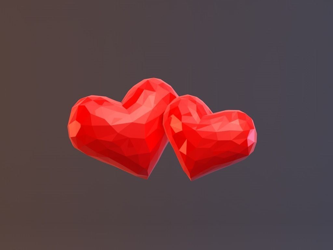 Low Poly Hearts Free low-poly 3D model